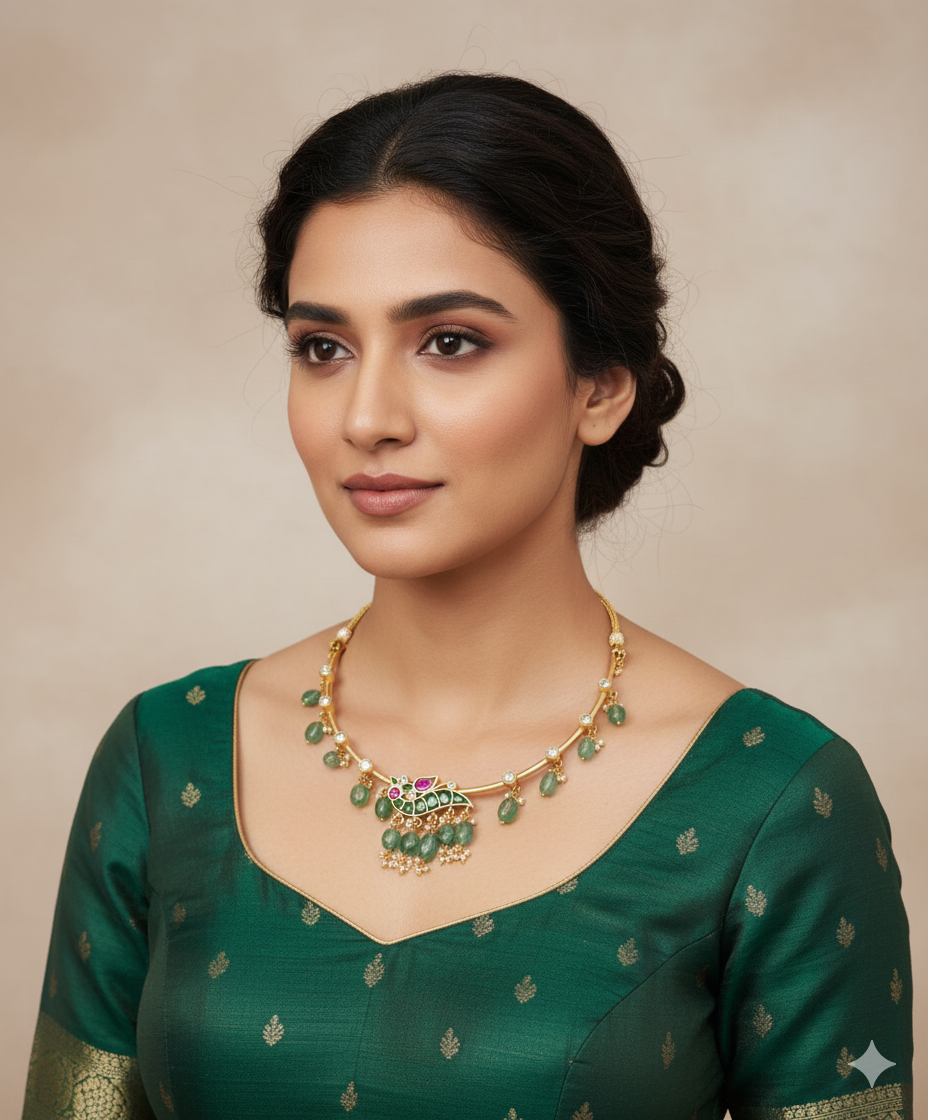 BUY Kundan Jadau Choker Hasli With pearl drops nithilah