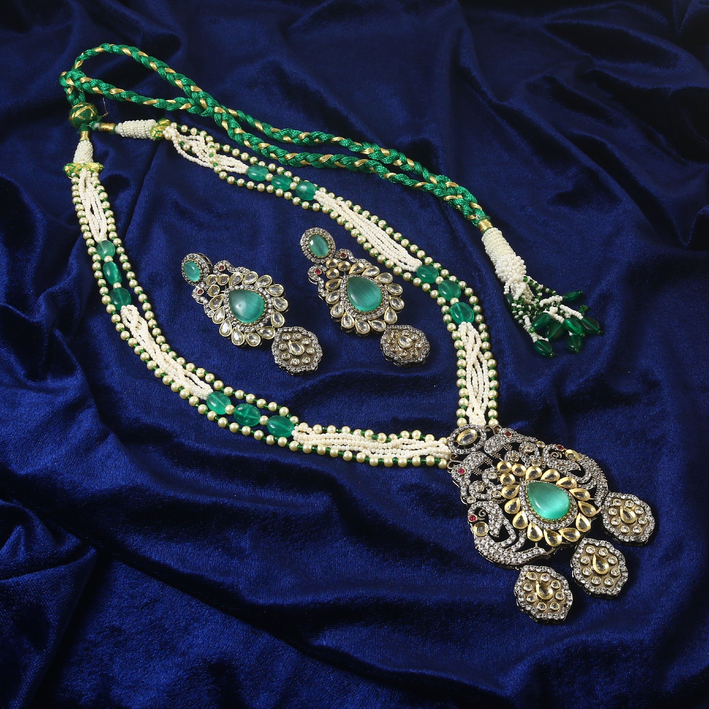 American Diamond Long mala Necklace set