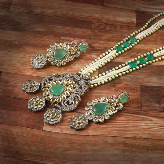 American Diamond Long mala Necklace set