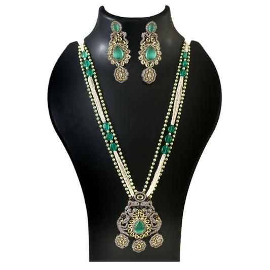 American Diamond Long mala Necklace set