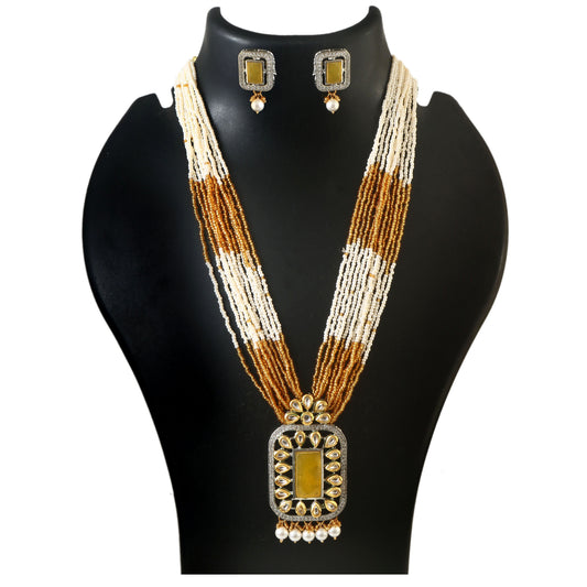 American Diamond Long mala Necklace set