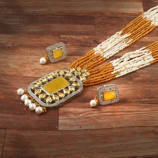 American Diamond Long mala Necklace set