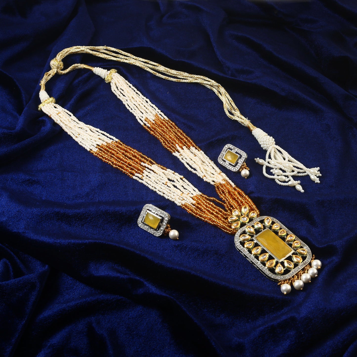 American Diamond Long mala Necklace set