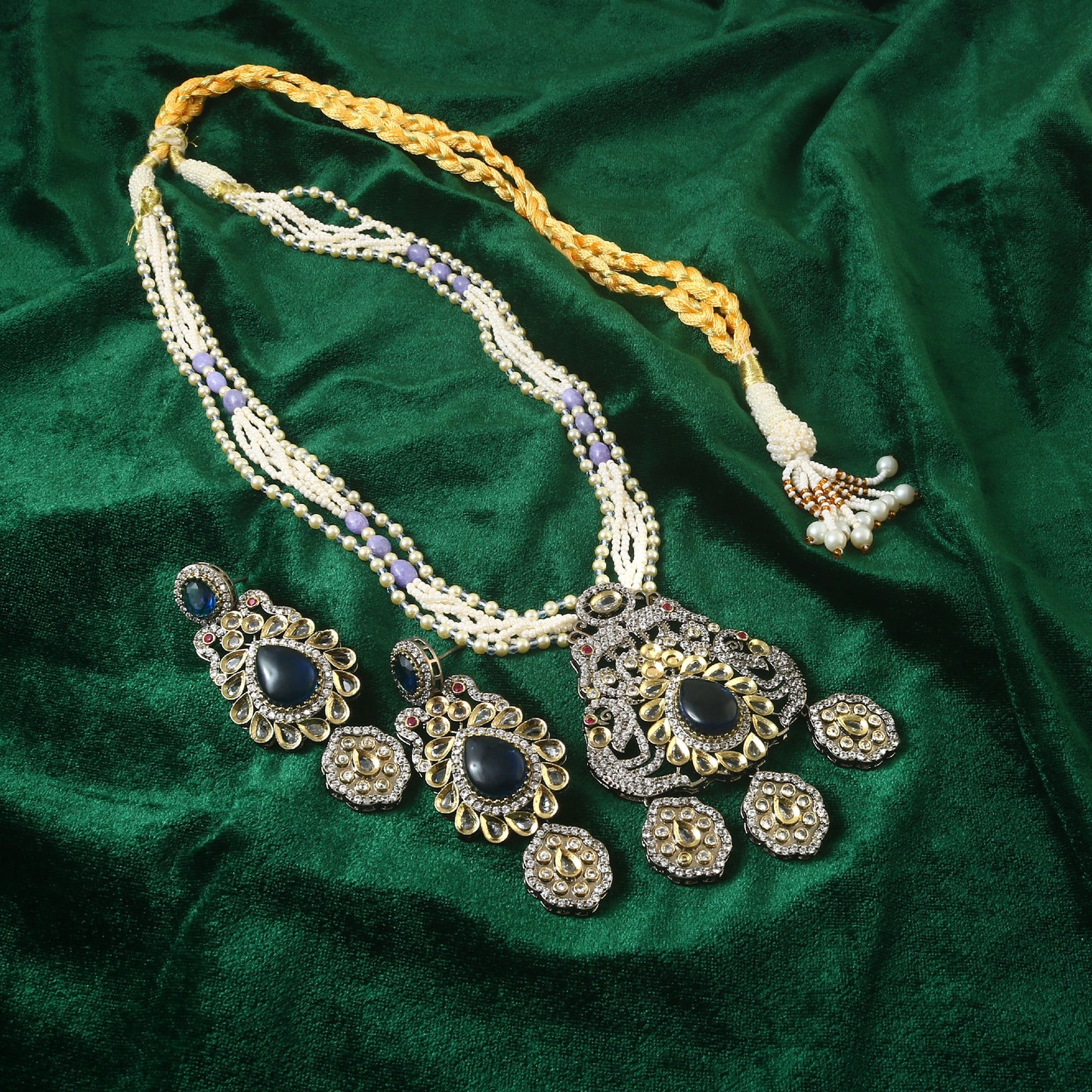 Jadau Kundan Necklace Set (Beads)