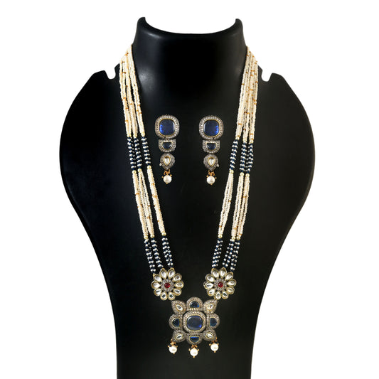 Jadau Kundan Necklace Set (Beads)
