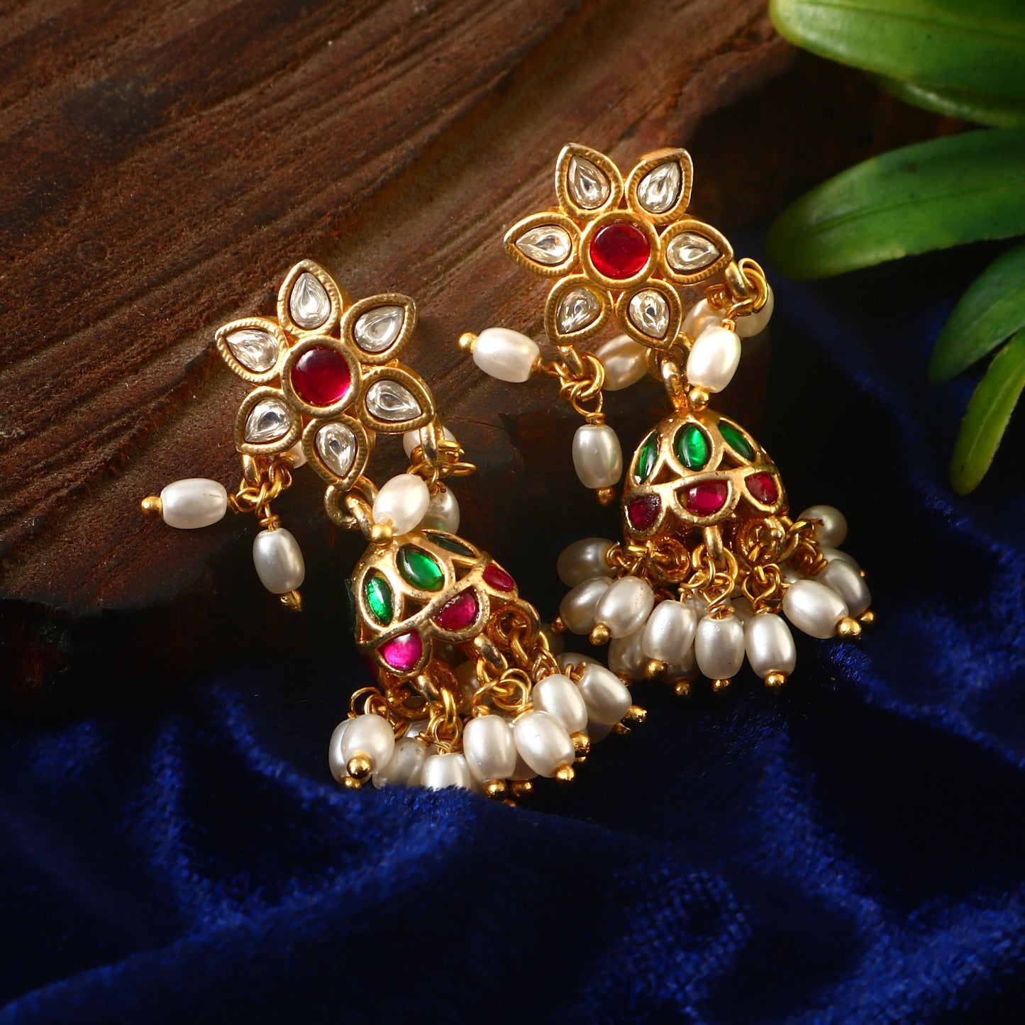 One Gram 1 gm Gold coated traditionl ethnic daily party wear stud jumki