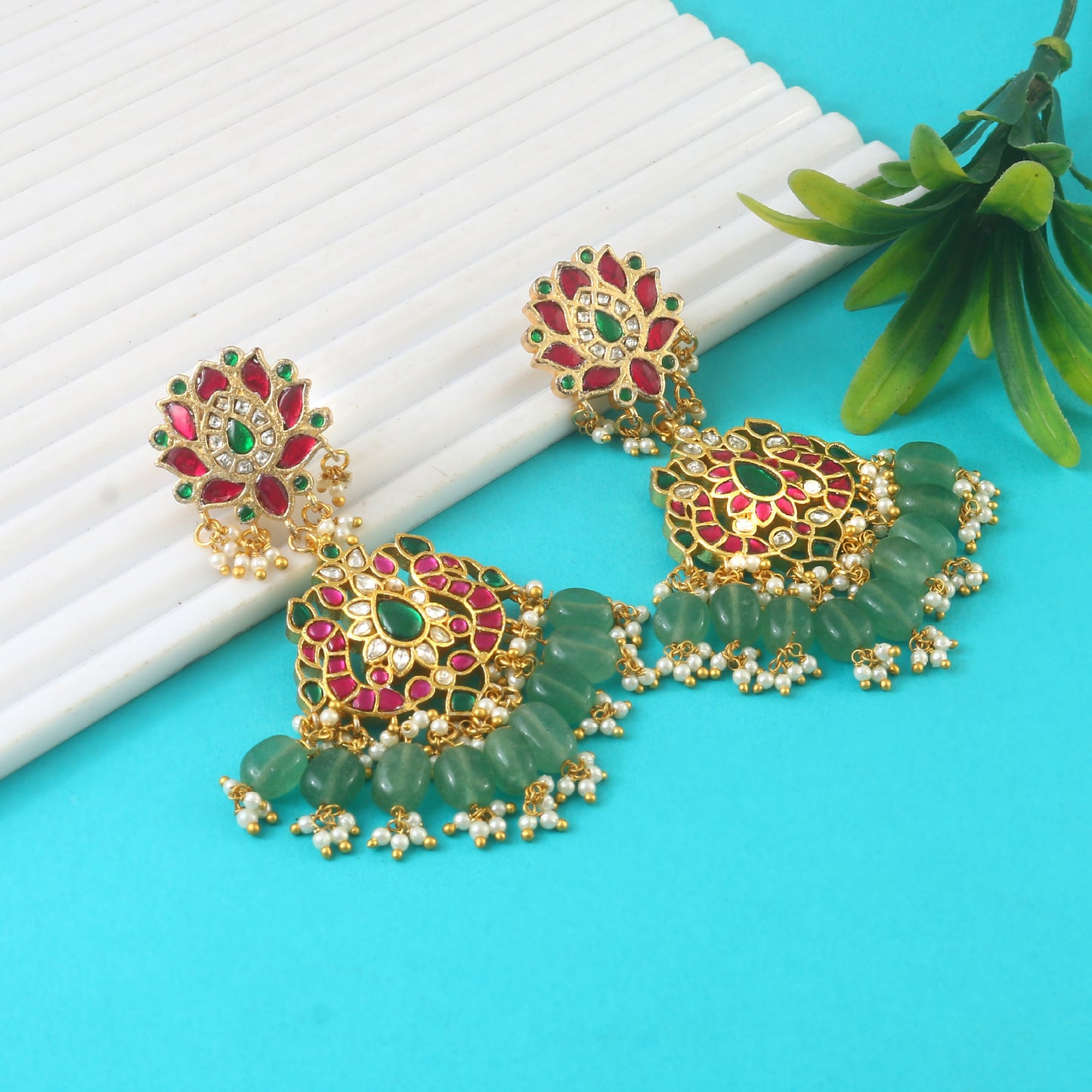 Beautiful Pachi Kundan Earrings
