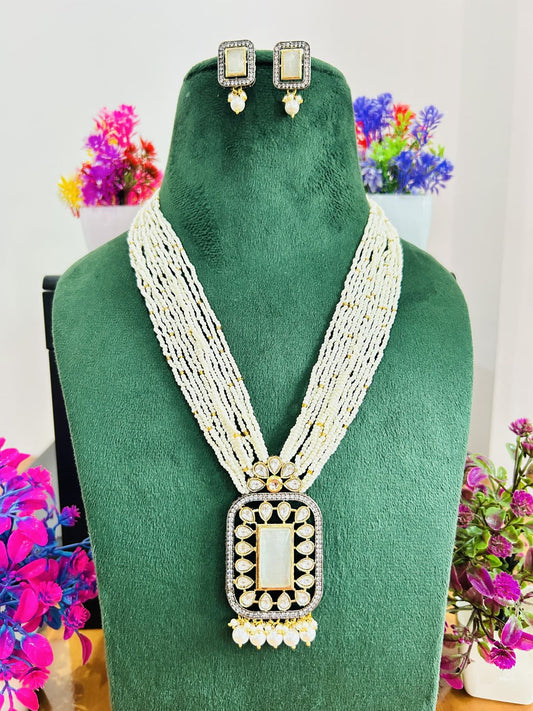Jadau Kundan Necklace Set (Beads)
