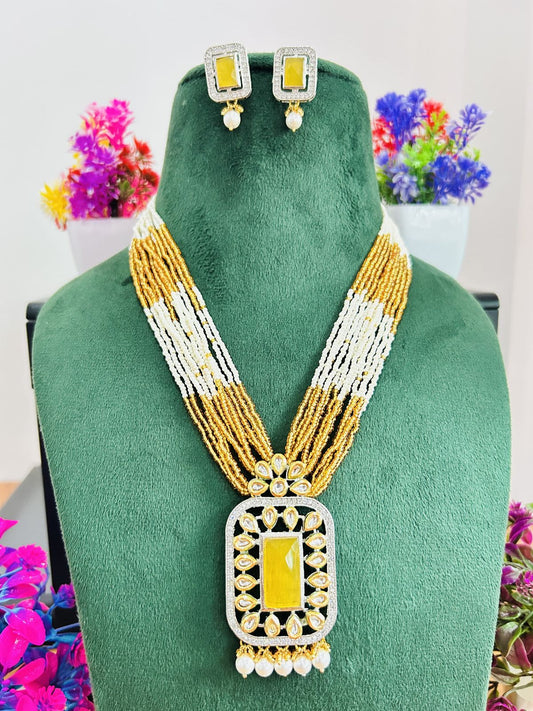 Jadau Kundan Necklace Set (Beads)