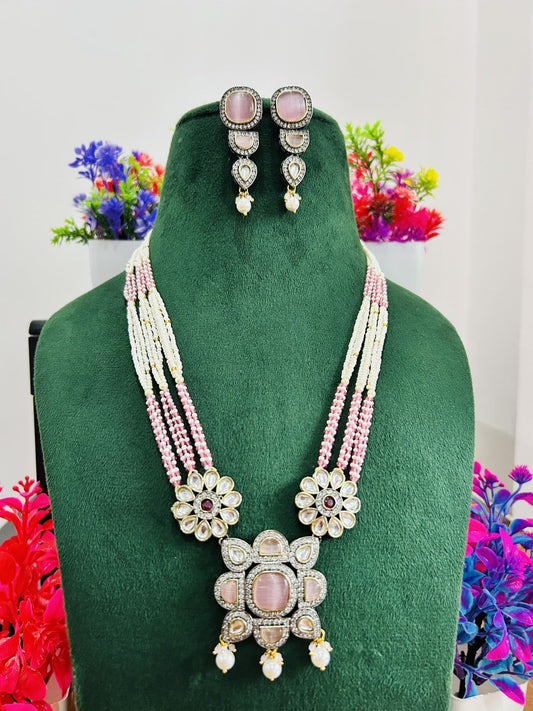 Jadau Kundan Necklace Set (Beads)