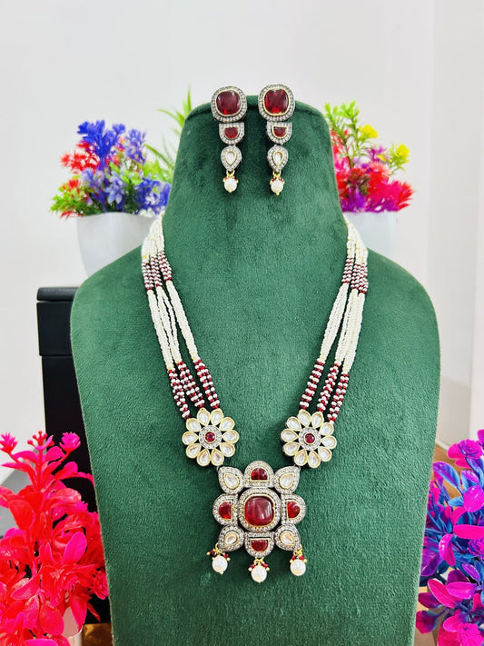 Jadau Kundan Necklace Set (Beads)