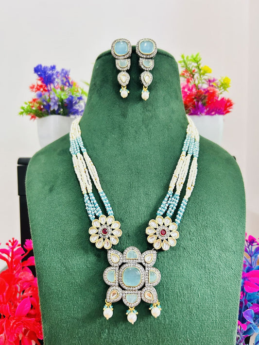 Jadau Kundan Necklace Set (Beads)