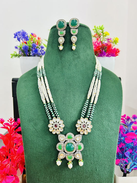 Jadau Kundan Necklace Set (Beads)