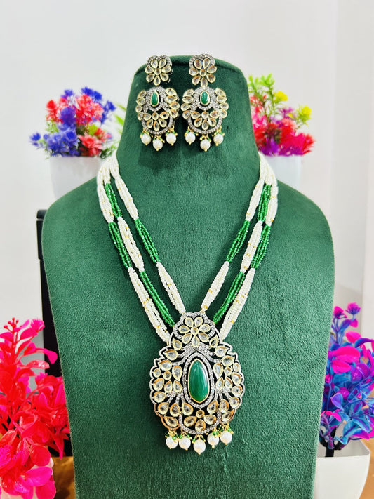 Jadau Kundan Necklace Set (Beads)