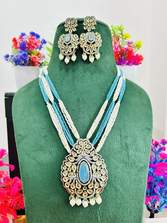 Jadau Kundan Necklace Set (Beads)
