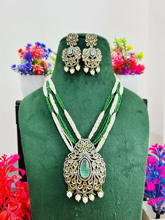 Jadau Kundan Necklace Set (Beads)