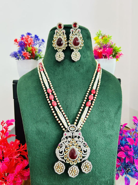 Jadau Kundan Necklace Set (Beads)