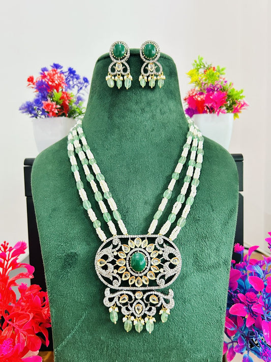 Jadau Kundan Necklace Set (Beads)