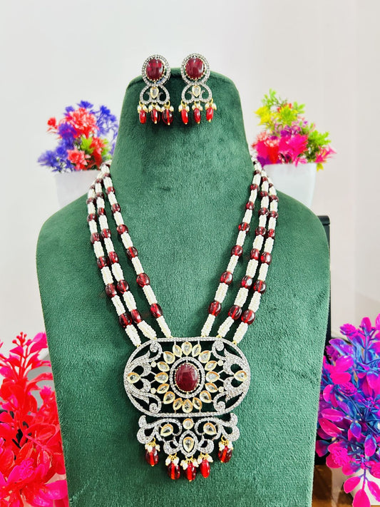 Jadau Kundan Necklace Set (Beads)