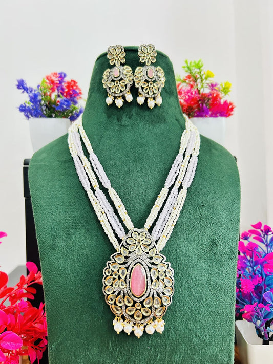 Jadau Kundan Necklace Set (Beads)