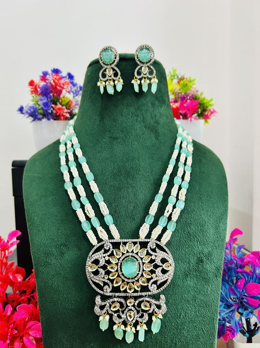 Jadau Kundan Necklace Set (Beads)