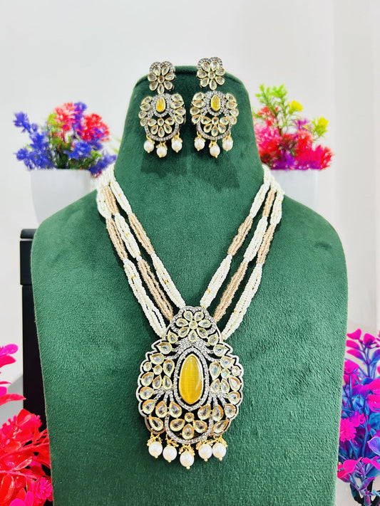 Jadau Kundan Necklace Set (Beads)