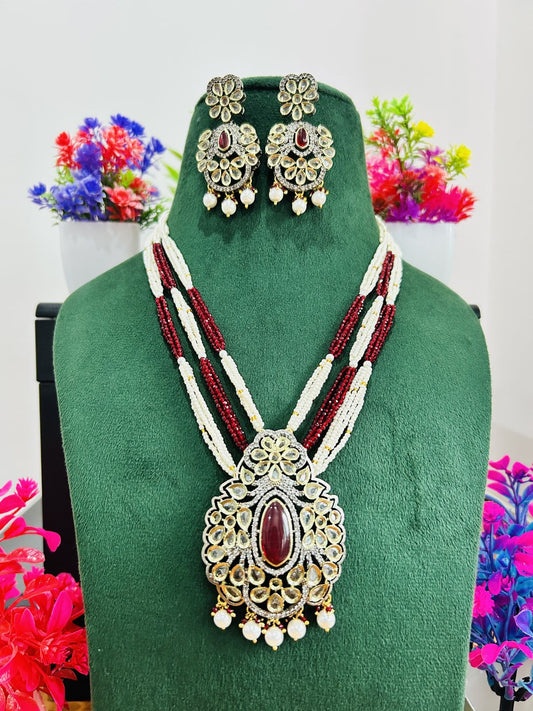 Jadau Kundan Necklace Set (Beads)