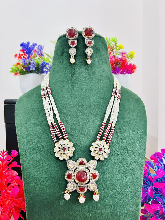 Jadau Kundan Necklace Set (Beads)