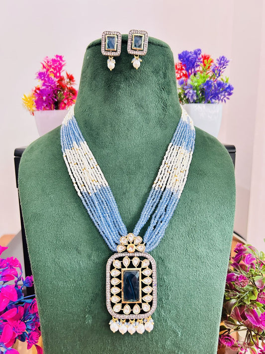 Jadau Kundan Necklace Set (Beads)
