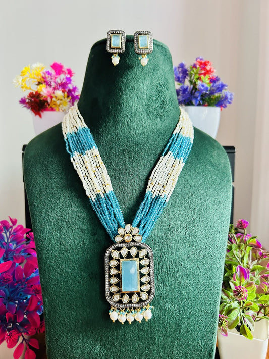 Jadau Kundan Necklace Set (Beads)