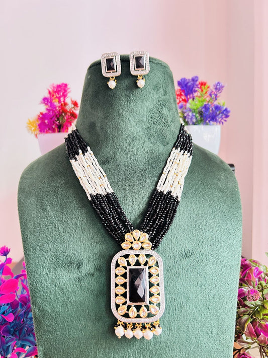 Jadau Kundan Necklace Set (Beads)