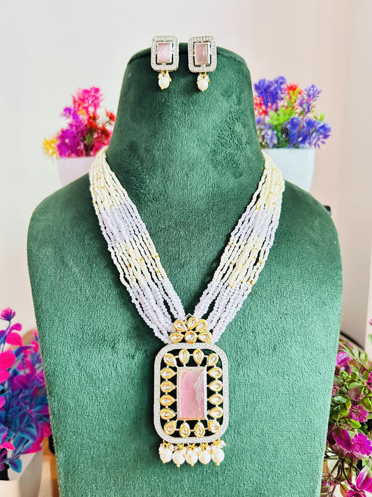 Jadau Kundan Necklace Set (Beads)