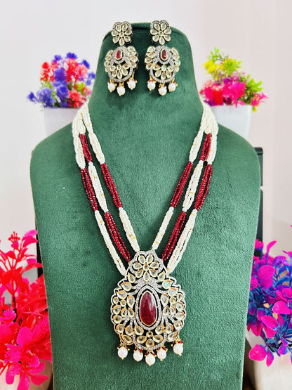 Jadau Kundan Necklace Set (Beads)