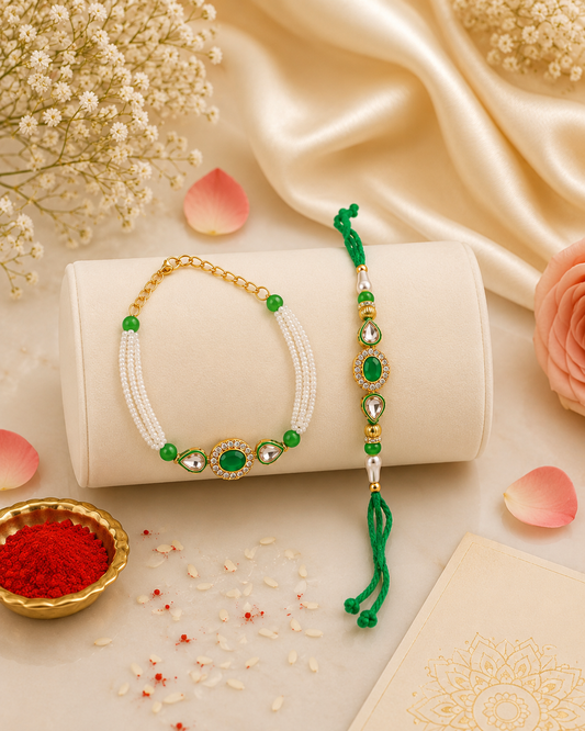 Bhaiya Bhabhi Rakhi Set is a beautifully crafted festive combo designed