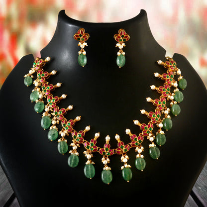 Multicolour kundan jewellery set