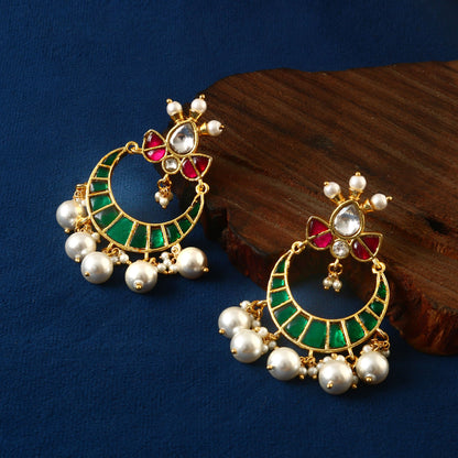 Jhumki kundan & stone trendy earring