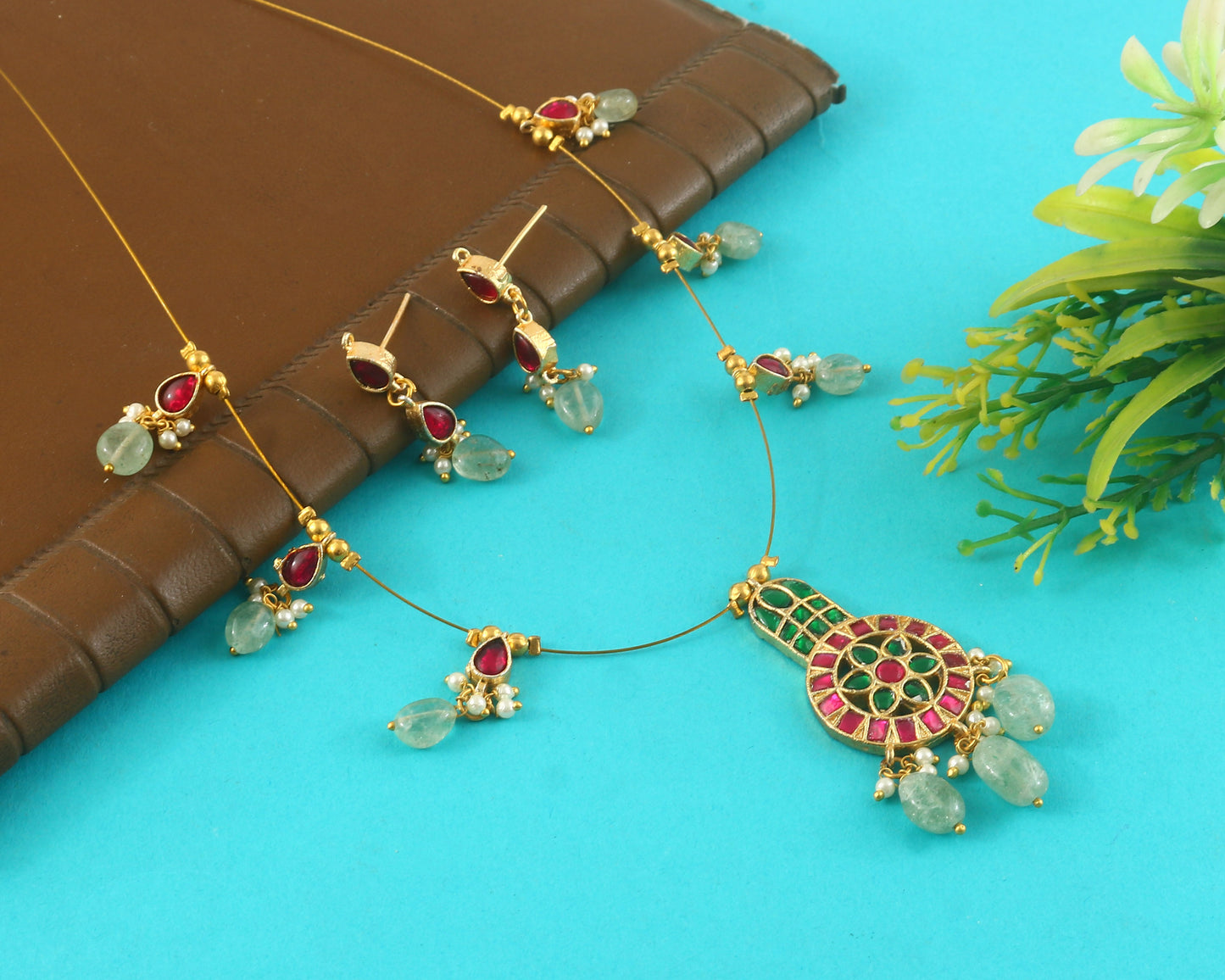 Jadau Kundan Necklace Set is beautifully handcrafted with premium