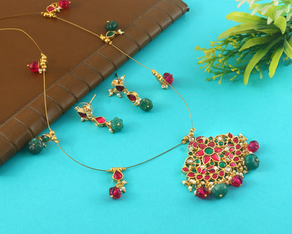 Jadau Kundan Necklace Set is beautifully handcrafted with premium