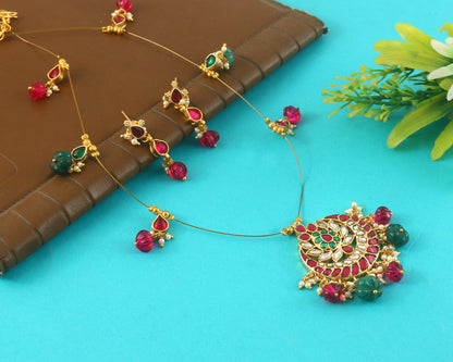 Jadau Kundan Necklace Set is beautifully handcrafted with premium