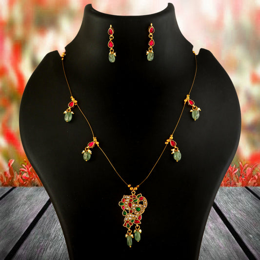Jadau Kundan Necklace Set is beautifully handcrafted with premium
