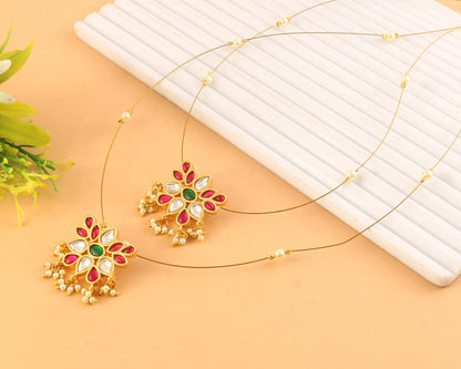 Jadau Kundan Necklace Set is beautifully handcrafted with premium Kundan