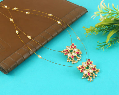 Jadau Kundan Necklace Set is beautifully handcrafted with premium Kundan