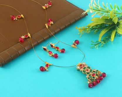 Jadau Kundan Necklace Set is beautifully handcrafted with premium Kundan