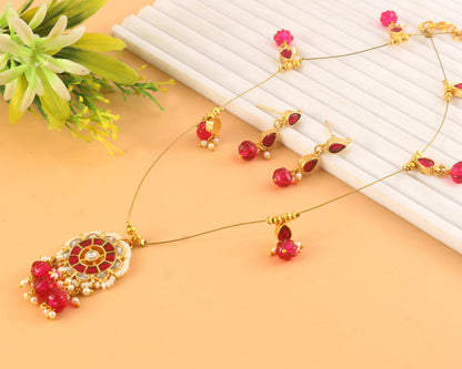 Jadau Kundan Necklace Set is beautifully handcrafted with premium Kundan
