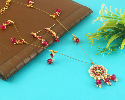 Jadau Kundan Necklace Set is beautifully handcrafted with premium Kundan