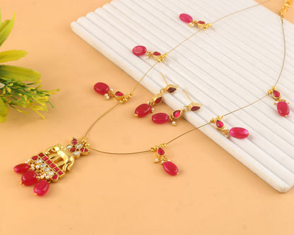 Jadau Kundan Necklace Set is beautifully handcrafted with premium Kundan