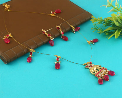 Jadau Kundan Necklace Set is beautifully handcrafted with premium Kundan