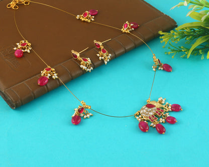 Jadau Kundan Necklace Set is beautifully handcrafted with premium Kundan