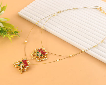 Jadau Kundan Necklace Set is beautifully handcrafted with premium Kundan