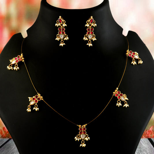 Jadau Kundan Necklace Set is beautifully handcrafted with premium Kundan
